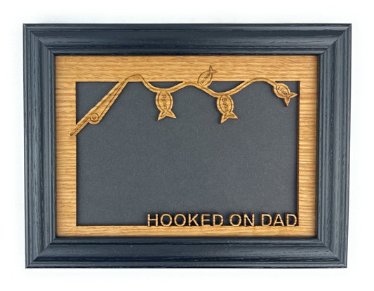 Hooked On Dad Picture Frame - Personalized with Kid's Names - Legacy Images - family father's day gift picture frame laser engraved
