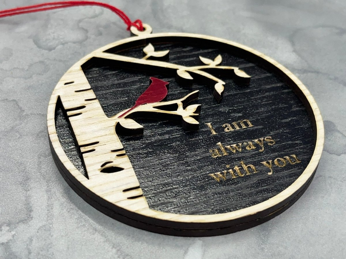 I Am Always With You Ornament with Cardinal and Birch Tree - Legacy Images - Holiday Ornaments - always with you cardinal family laser engraved