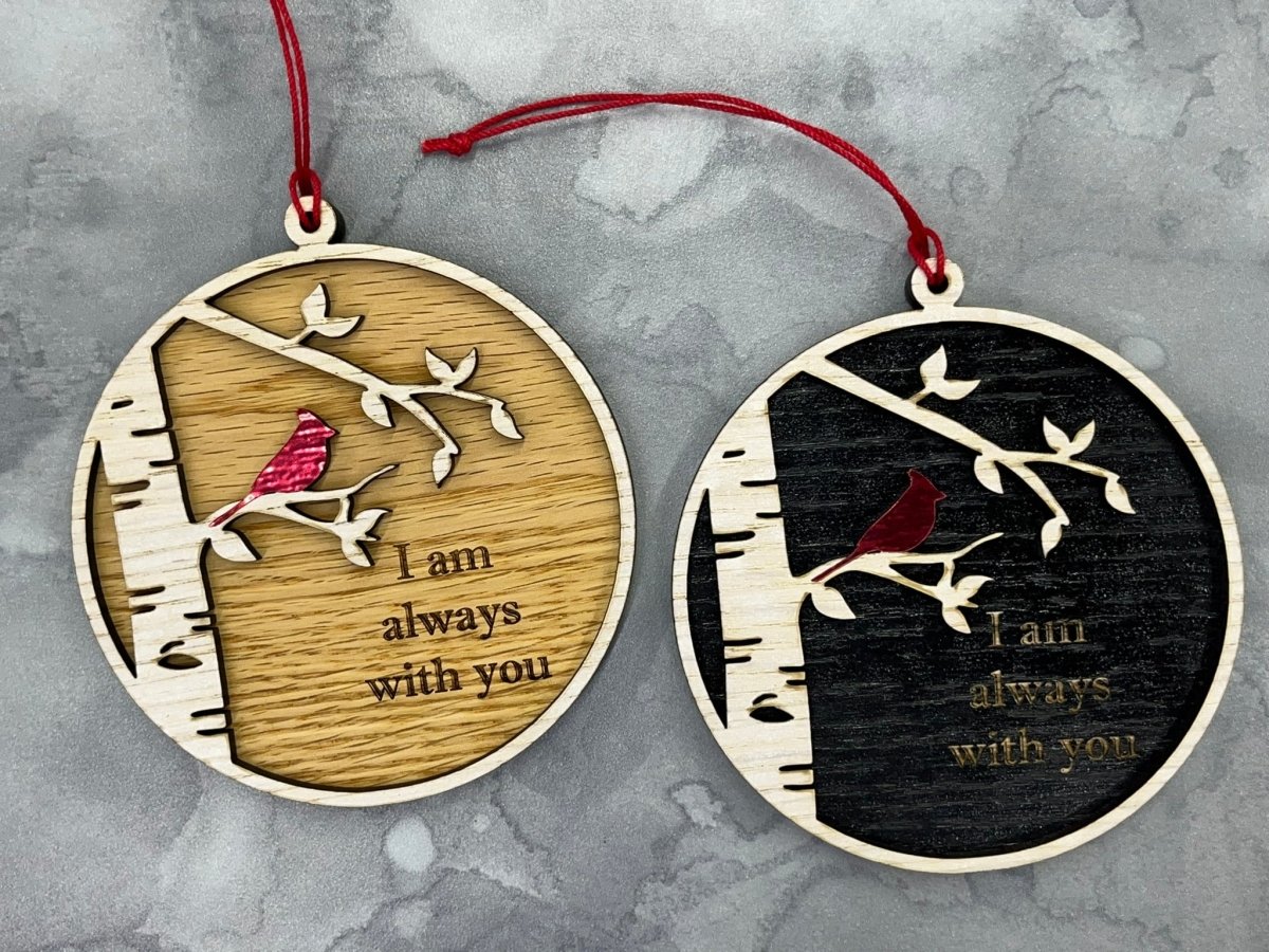 I Am Always With You Ornament with Cardinal and Birch Tree - Legacy Images - Holiday Ornaments - always with you cardinal family laser engraved