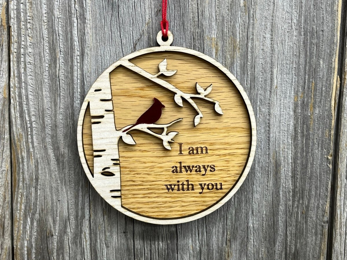 I Am Always With You Ornament with Cardinal and Birch Tree - Legacy Images - Holiday Ornaments - always with you cardinal family laser engraved