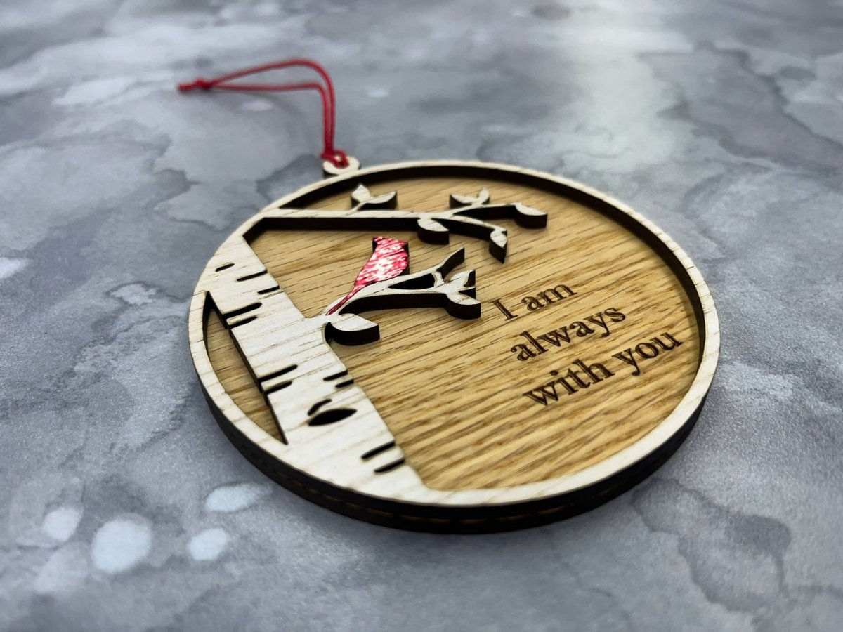 I Am Always With You Ornament with Cardinal and Birch Tree - Legacy Images - Holiday Ornaments - always with you cardinal family laser engraved