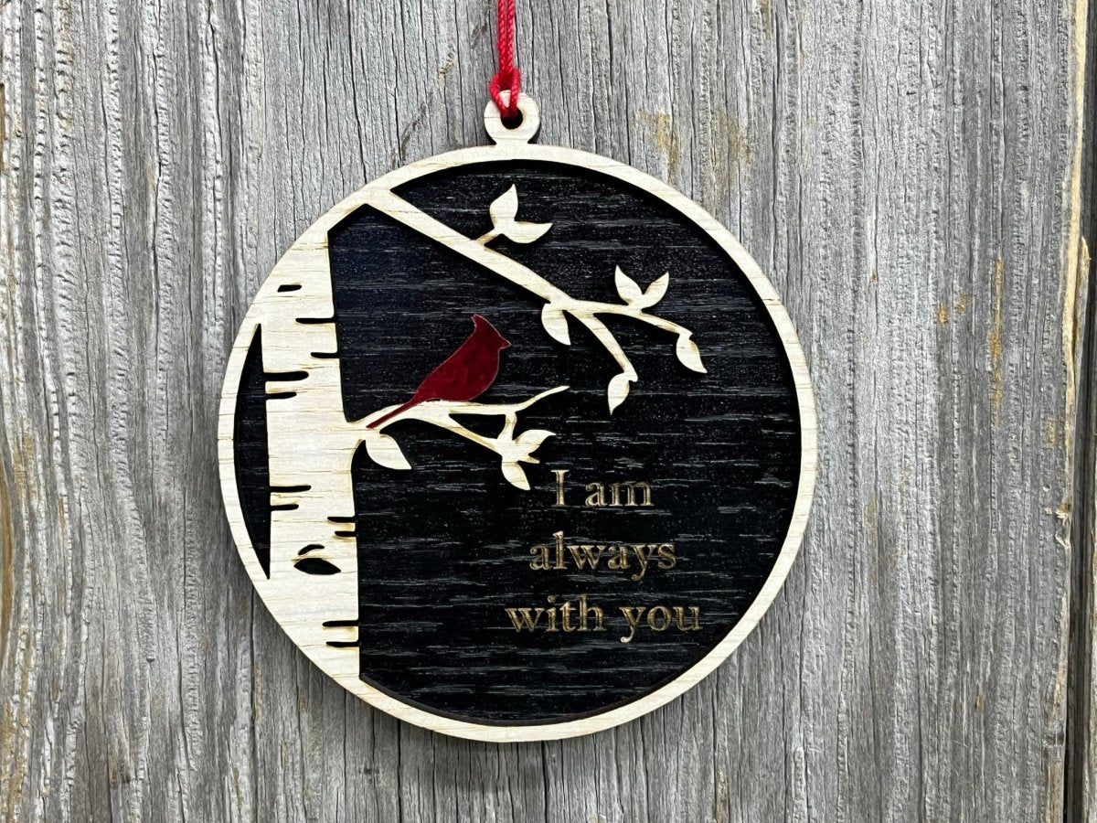 I Am Always With You Ornament with Cardinal and Birch Tree - Legacy Images - Holiday Ornaments - always with you cardinal family laser engraved