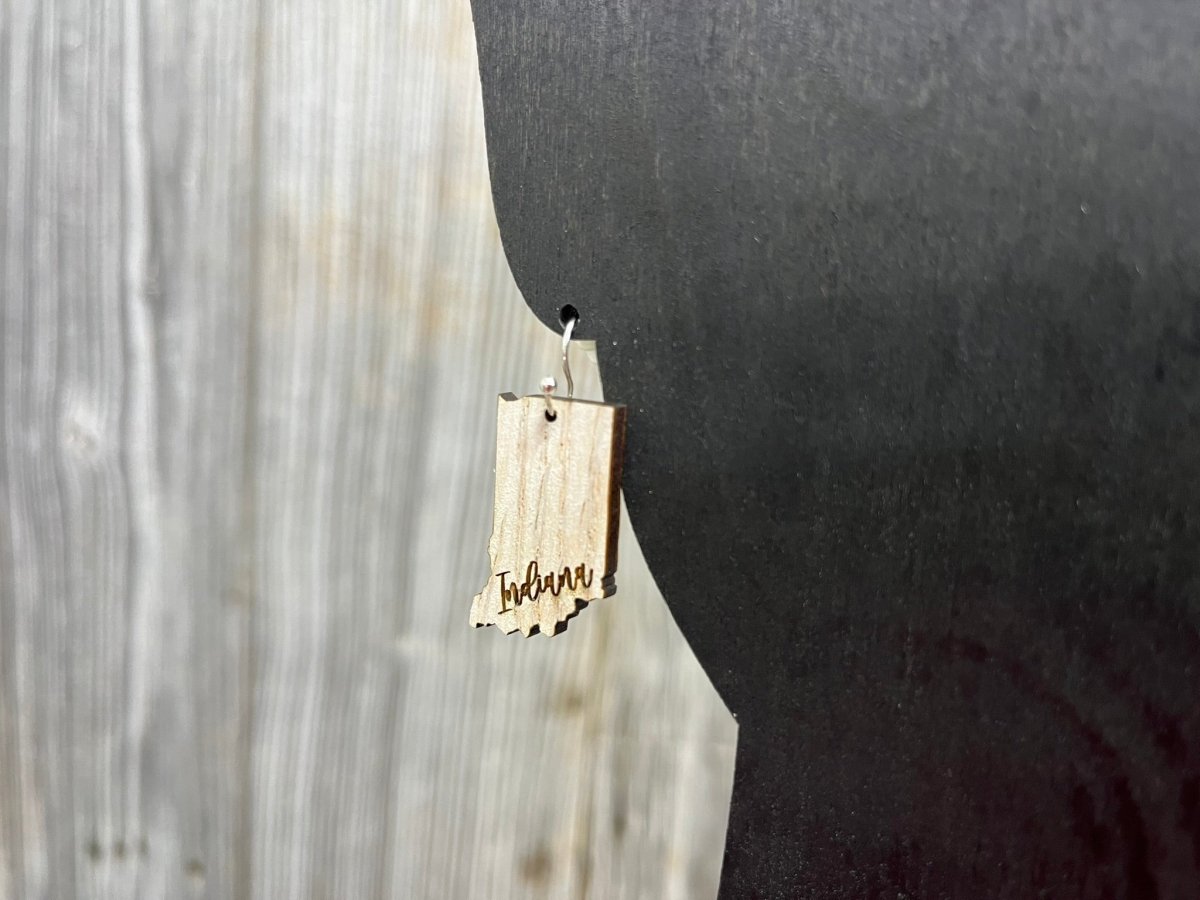 Indiana Earrings - Dangle - Legacy Images - Earrings - dangle earrings Earrings state laser engraved