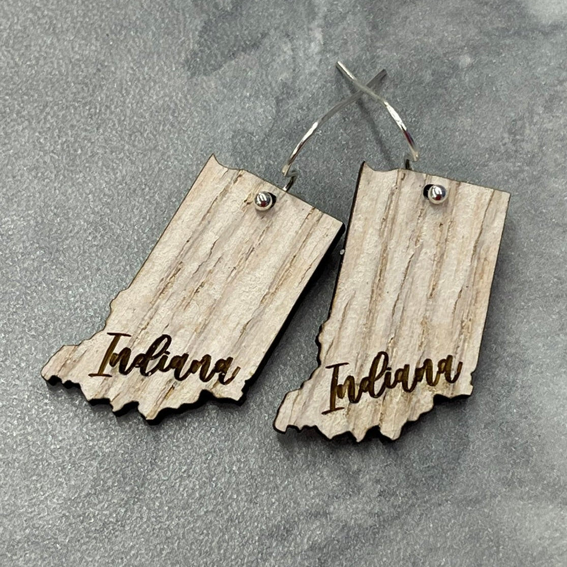 Wooden Indiana-shaped earrings