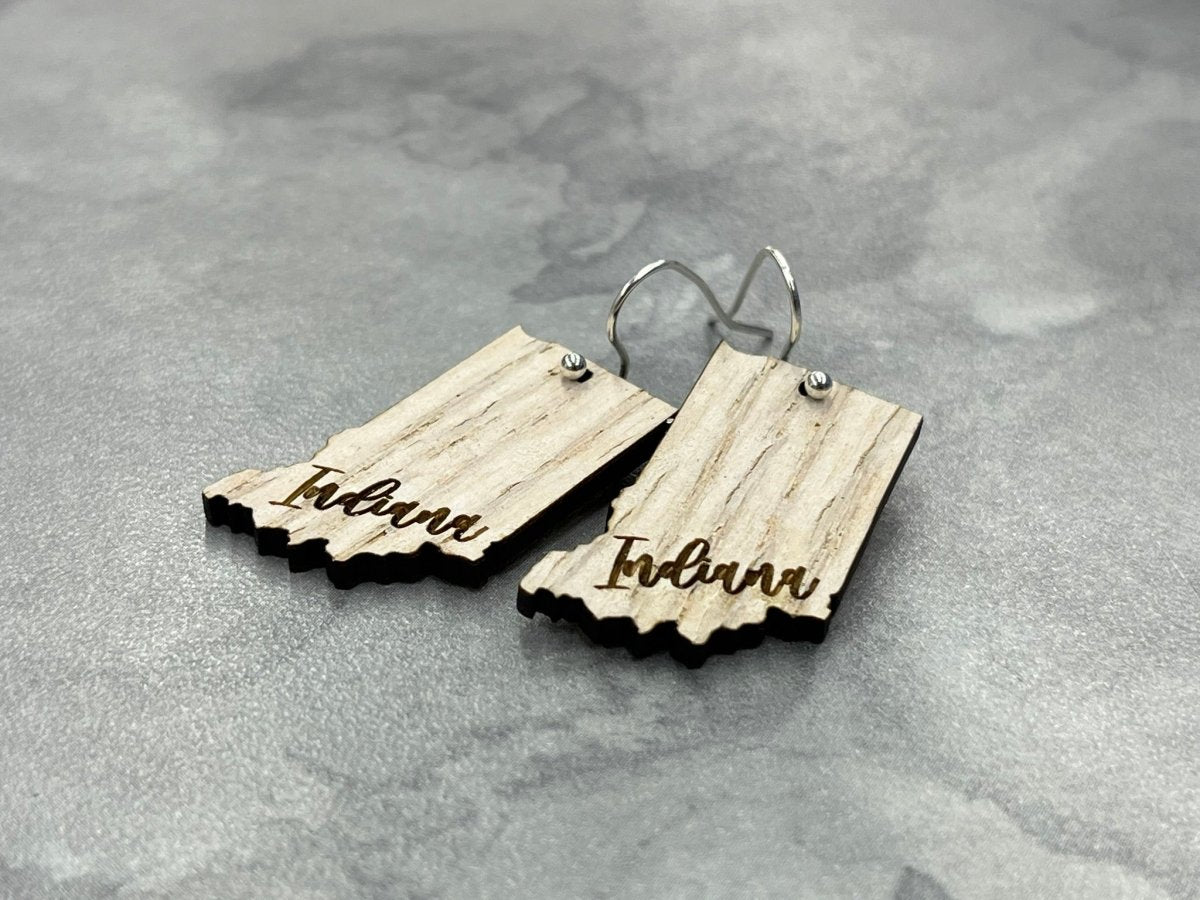 Indiana Earrings - Dangle - Legacy Images - Earrings - dangle earrings Earrings state laser engraved