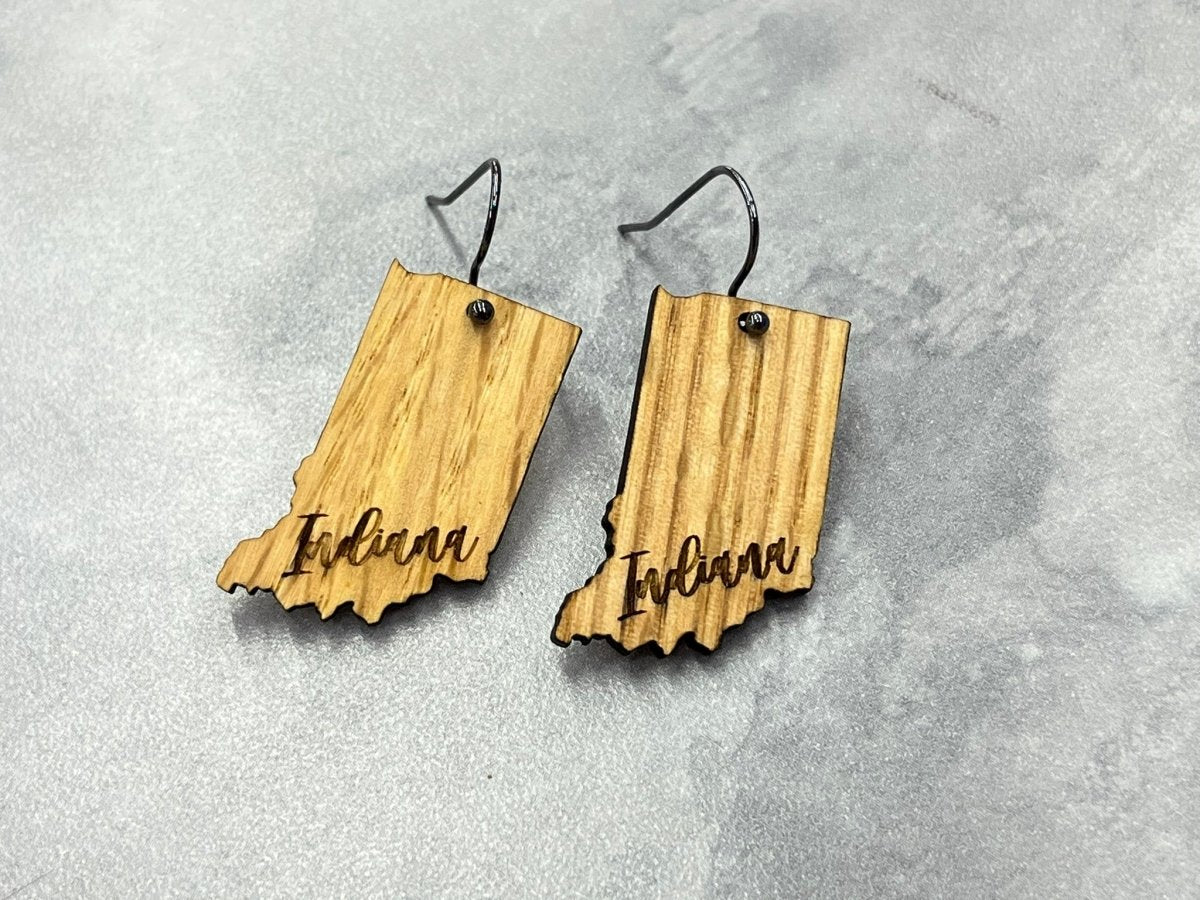 Indiana Earrings - Dangle - Legacy Images - Earrings - dangle earrings Earrings state laser engraved