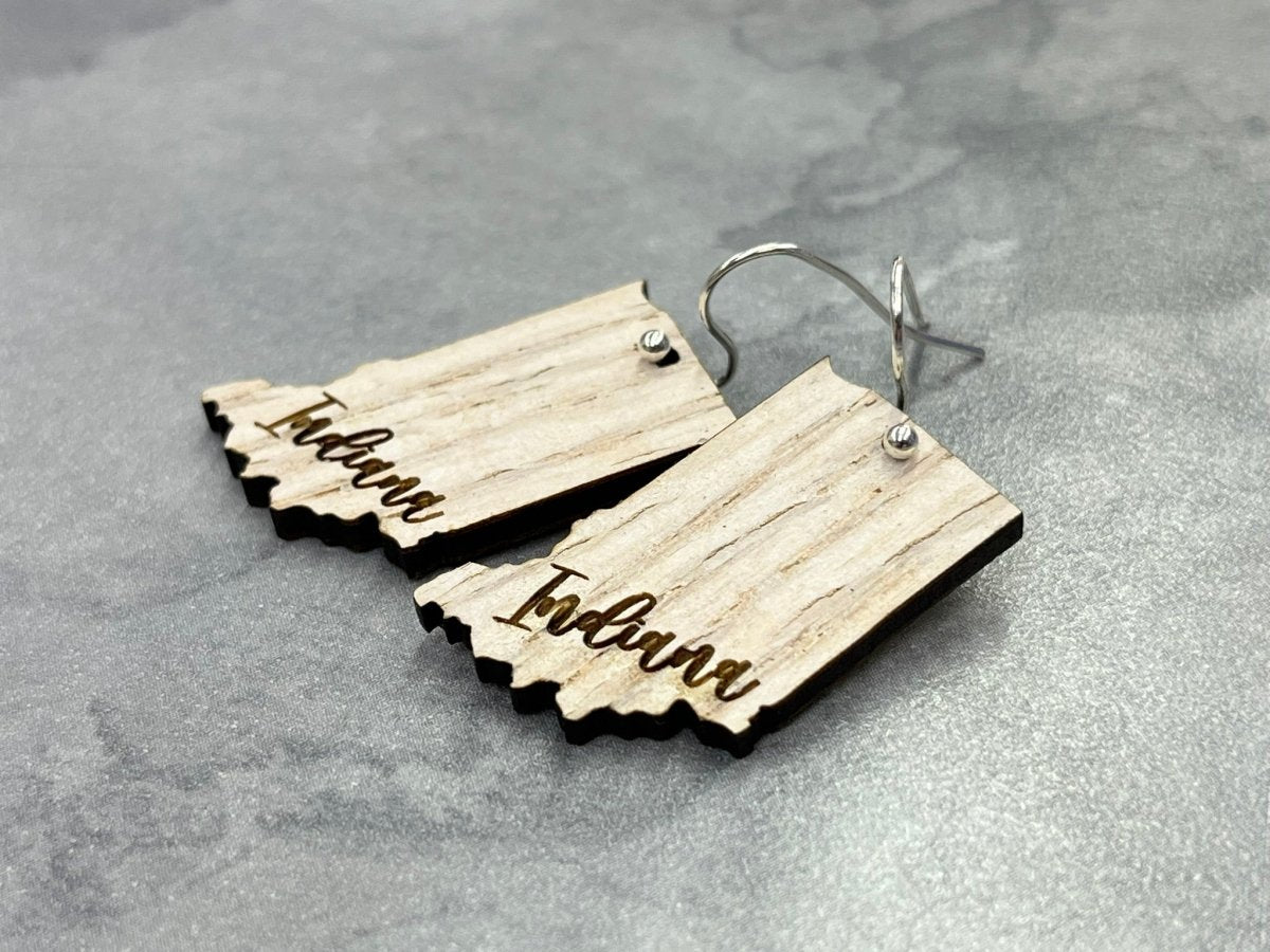 Indiana Earrings - Dangle - Legacy Images - Earrings - dangle earrings Earrings state laser engraved