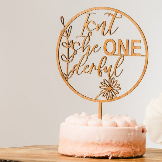 Isn't She One - derful Cake Topper for 1st Birthday - Legacy Images - Cake Decorating Supplies - baby baby shower cake topper laser engraved