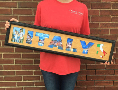 Italy Picture Frame - 6"x32" holds 4x6 Pictures - Legacy Images - Picture Frames - 6x32 picture frame country italy laser engraved