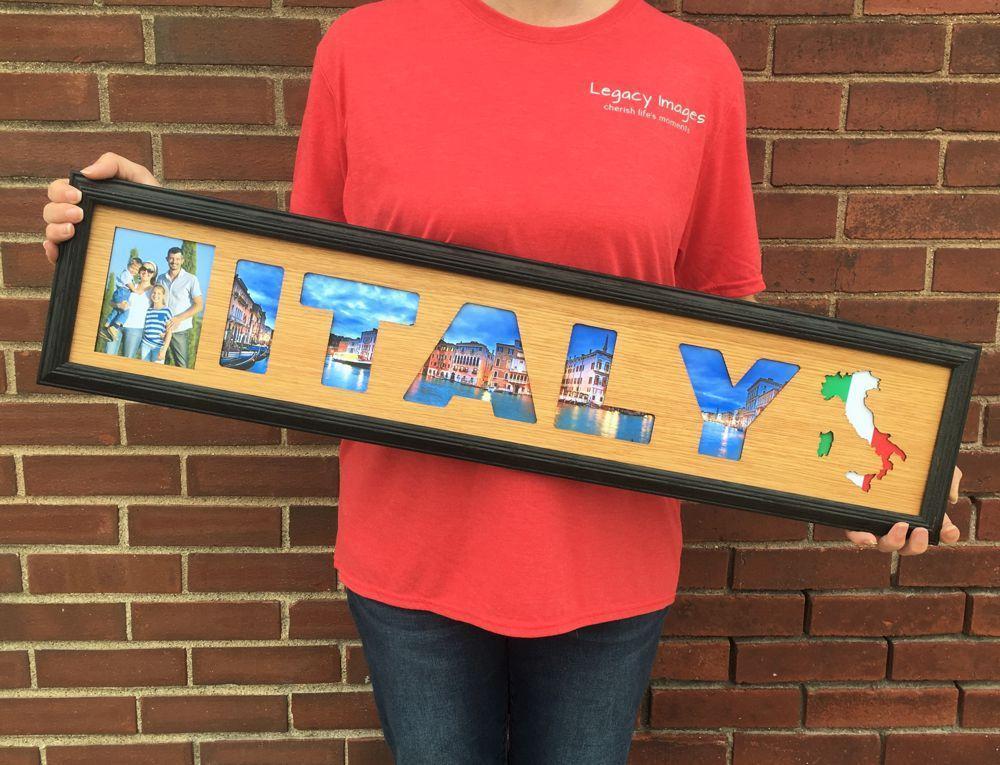 Italy Picture Frame - 6"x32" holds 4x6 Pictures - Legacy Images - Picture Frames - 6x32 picture frame country italy laser engraved