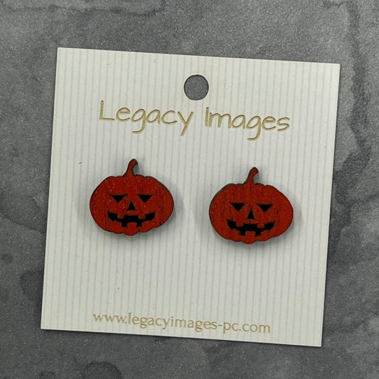 Jack - O - Lantern Earrings - Legacy Images - Earrings - Earrings fall holiday laser engraved