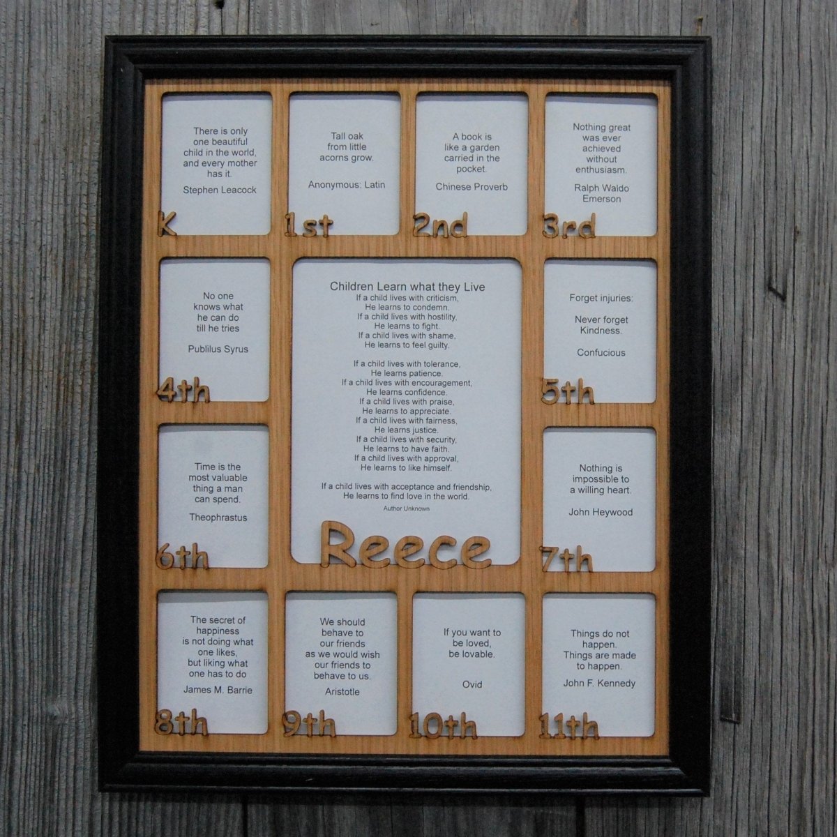 K - 12th Grade School Years Picture Frame - Rectangular Openings - Holds 5x6.5 & 2.5x3 Photos 11"x14" - Legacy Images - Picture Frames - 11x14 Picture Frame name picture frame laser engraved