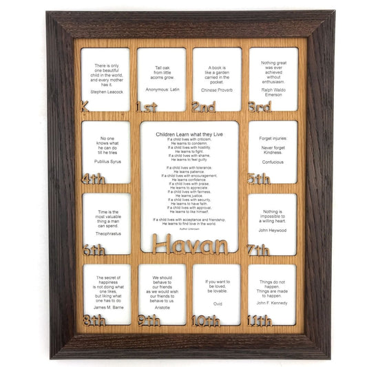 K - 12th Grade School Years Picture Frame - Rectangular Openings - Holds 5x6.5 & 2.5x3 Photos 11"x14" - Legacy Images - Picture Frames - 11x14 Picture Frame name picture frame laser engraved