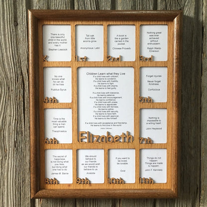 K - 12th Grade School Years Picture Frame - Rectangular Openings - Holds 5x6.5 & 2.5x3 Photos 11"x14" - Legacy Images - Picture Frames - 11x14 Picture Frame name picture frame laser engraved