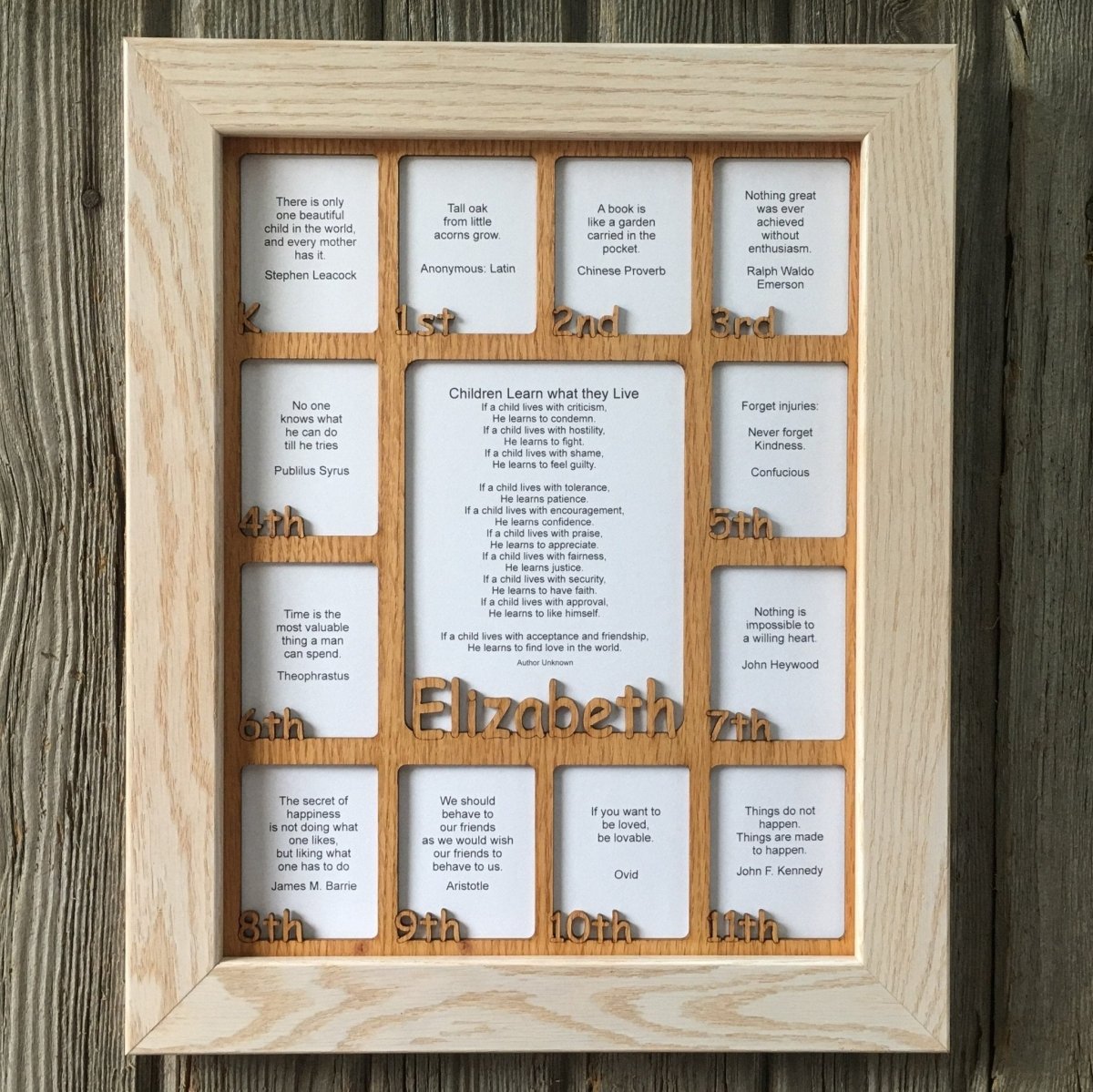 K - 12th Grade School Years Picture Frame - Rectangular Openings - Holds 5x6.5 & 2.5x3 Photos 11"x14" - Legacy Images - Picture Frames - 11x14 Picture Frame name picture frame laser engraved