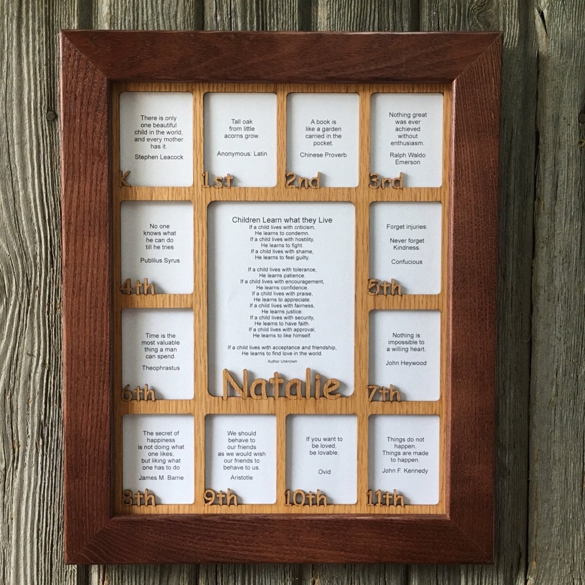K - 12th Grade School Years Picture Frame - Rectangular Openings - Holds 5x6.5 & 2.5x3 Photos 11"x14" - Legacy Images - Picture Frames - 11x14 Picture Frame name picture frame laser engraved