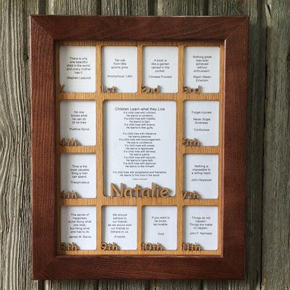 K - 12th Grade School Years Picture Frame - Rectangular Openings - Holds 5x6.5 & 2.5x3 Photos 11"x14" - Legacy Images - Picture Frames - 11x14 Picture Frame name picture frame laser engraved