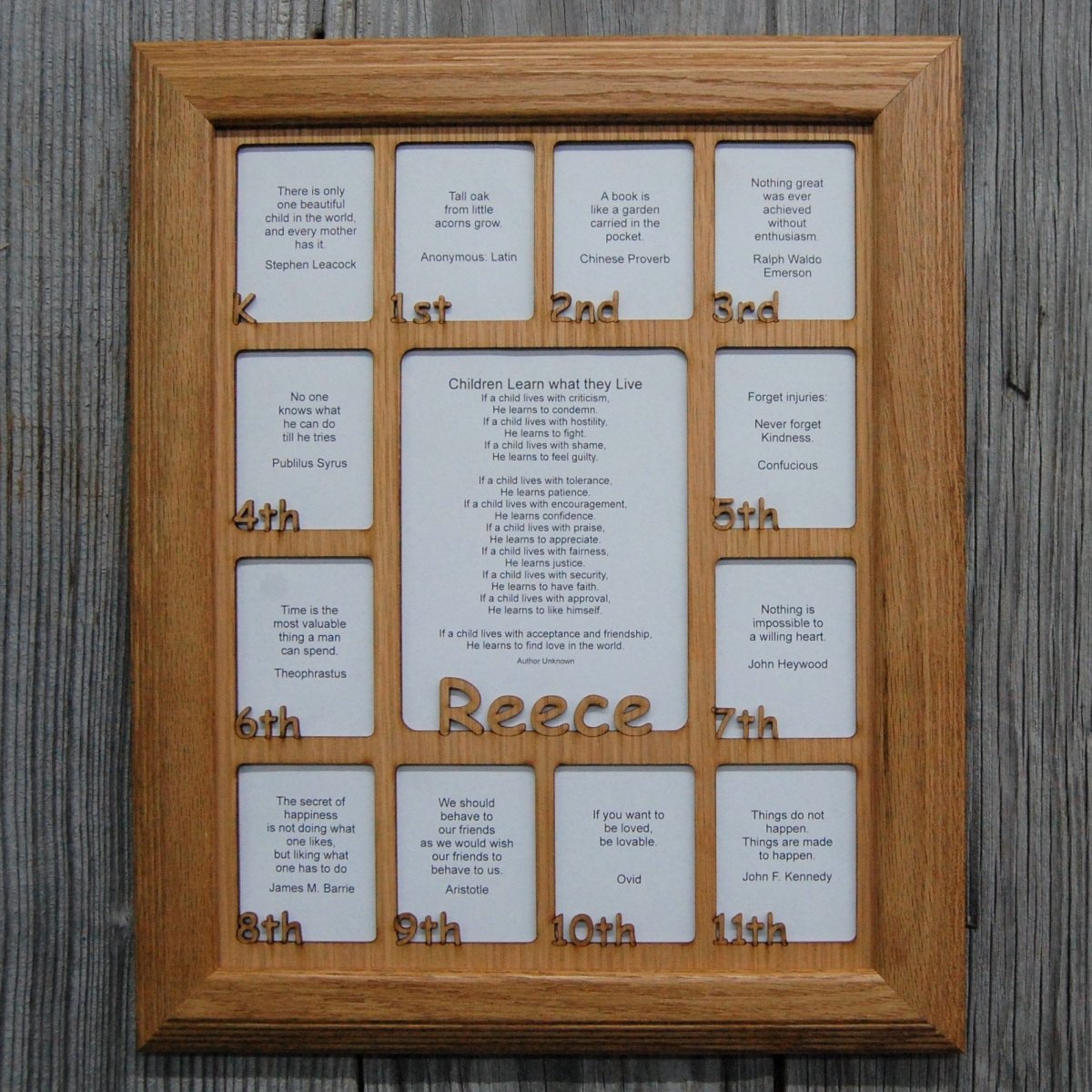 K - 12th Grade School Years Picture Frame - Rectangular Openings - Holds 5x6.5 & 2.5x3 Photos 11"x14" - Legacy Images - Picture Frames - 11x14 Picture Frame name picture frame laser engraved