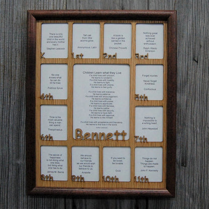 K - 12th Grade School Years Picture Frame - Rectangular Openings - Holds 5x6.5 & 2.5x3 Photos 11"x14" - Legacy Images - Picture Frames - 11x14 Picture Frame name picture frame laser engraved