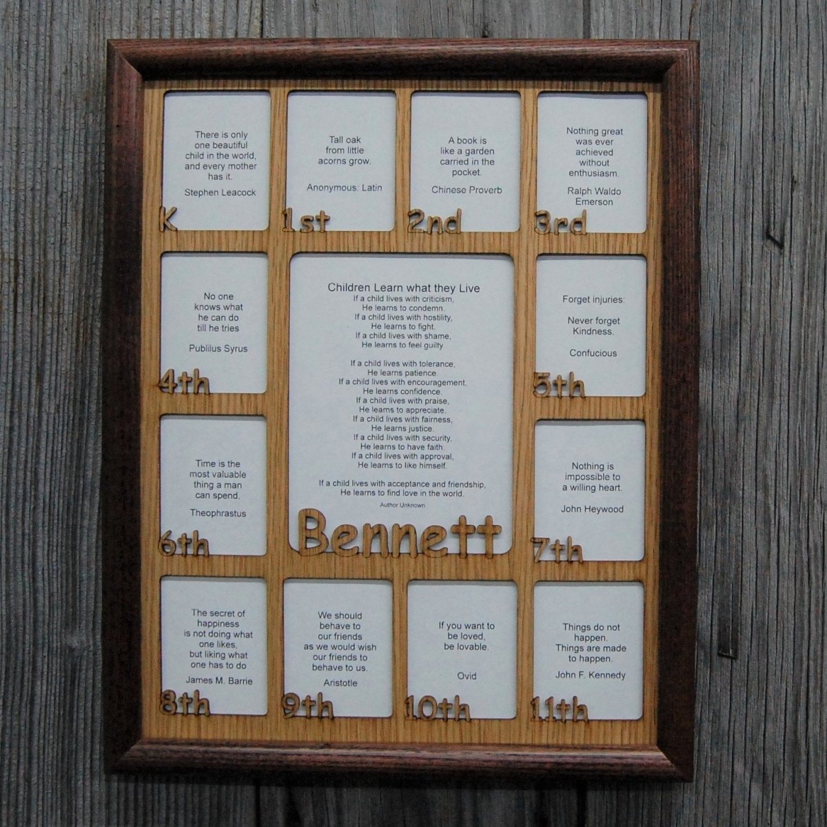 K - 12th Grade School Years Picture Frame - Rectangular Openings - Holds 5x6.5 & 2.5x3 Photos 11"x14" - Legacy Images - Picture Frames - 11x14 Picture Frame name picture frame laser engraved