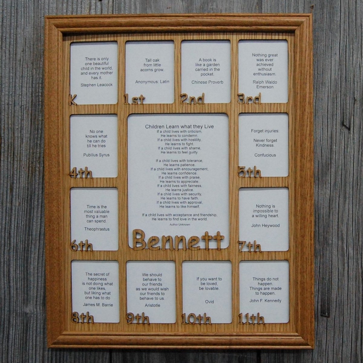 K - 12th Grade School Years Picture Frame - Rectangular Openings - Holds 5x6.5 & 2.5x3 Photos 11"x14" - Legacy Images - Picture Frames - 11x14 Picture Frame name picture frame laser engraved