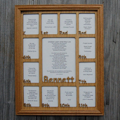 K - 12th Grade School Years Picture Frame - Rectangular Openings - Holds 5x6.5 & 2.5x3 Photos 11"x14" - Legacy Images - Picture Frames - 11x14 Picture Frame name picture frame laser engraved