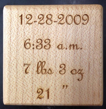 Keepsake Baby Block - Legacy Images - Wooden Blocks - baby date name laser engraved