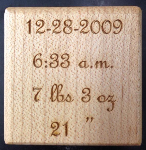 Keepsake Baby Block - Legacy Images - Wooden Blocks - baby date name laser engraved