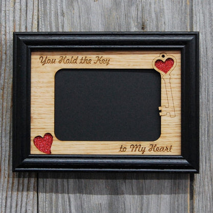 Key To My Heart Picture Frame - 5x7 Frame Hold 4x6 Photo - Legacy Images - Picture Frames - 5x7 picture frame family holiday laser engraved
