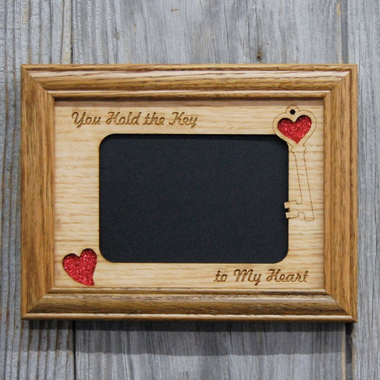 Key To My Heart Picture Frame - 5x7 Frame Hold 4x6 Photo - Legacy Images - Picture Frames - 5x7 picture frame family holiday laser engraved