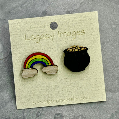 St. Patrick's Day Rainbows Earrings - Legacy Images - Earrings - Earrings holiday holidays laser engraved