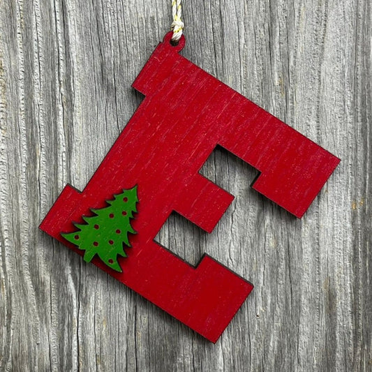 Letter Ornament with Christmas Tree - Legacy Images - christmas cord ornament laser engraved