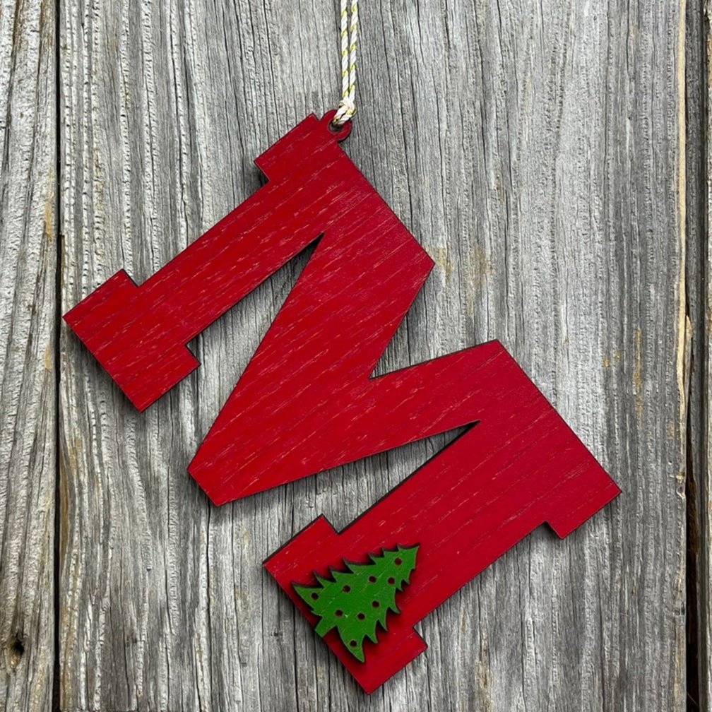 Letter Ornament with Christmas Tree - Legacy Images - christmas cord ornament laser engraved