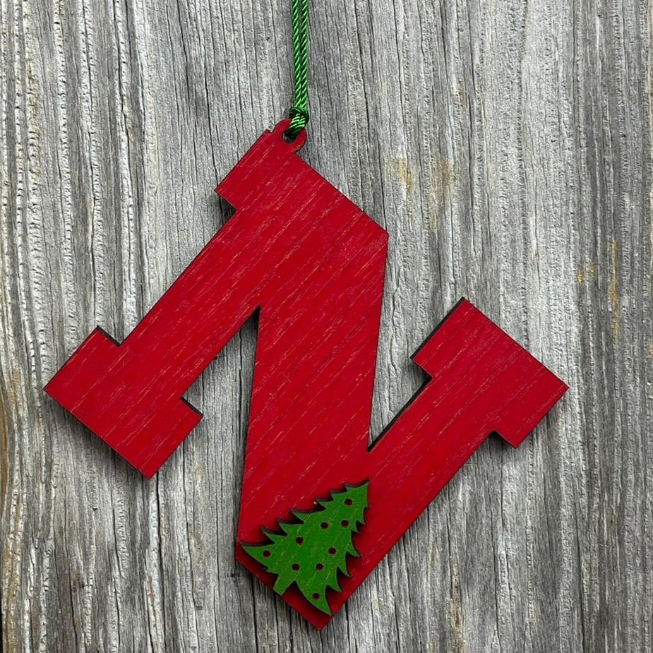 Letter Ornament with Christmas Tree - Legacy Images - christmas cord ornament laser engraved