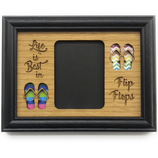 Life is Best in Flip Flops Picture Frame - 5x7 Frame Hold 3x4 Photo - Legacy Images - Picture Frames - 5x7 picture frame beach hobbies laser engraved