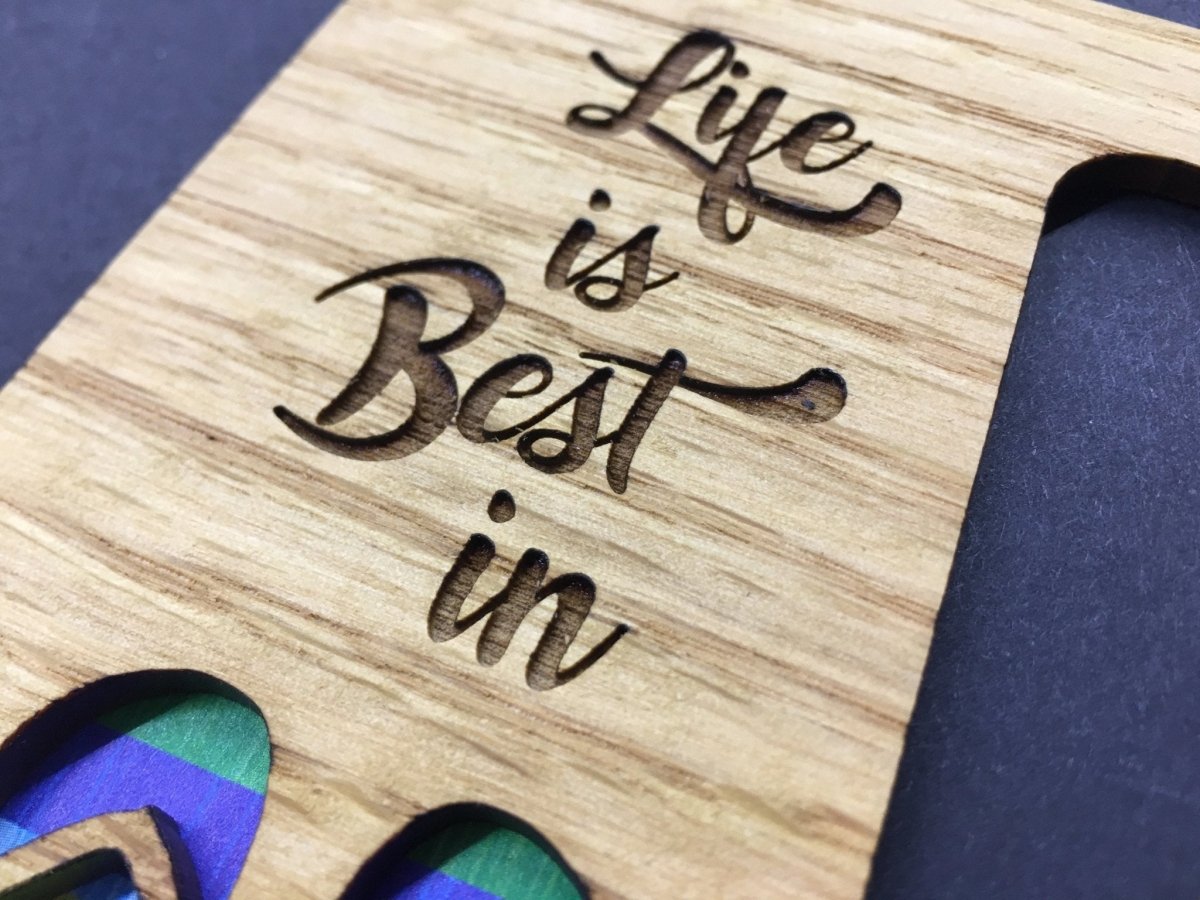 Life is Best in Flip Flops Picture Frame - 5x7 Frame Hold 3x4 Photo - Legacy Images - Picture Frames - 5x7 picture frame beach hobbies laser engraved