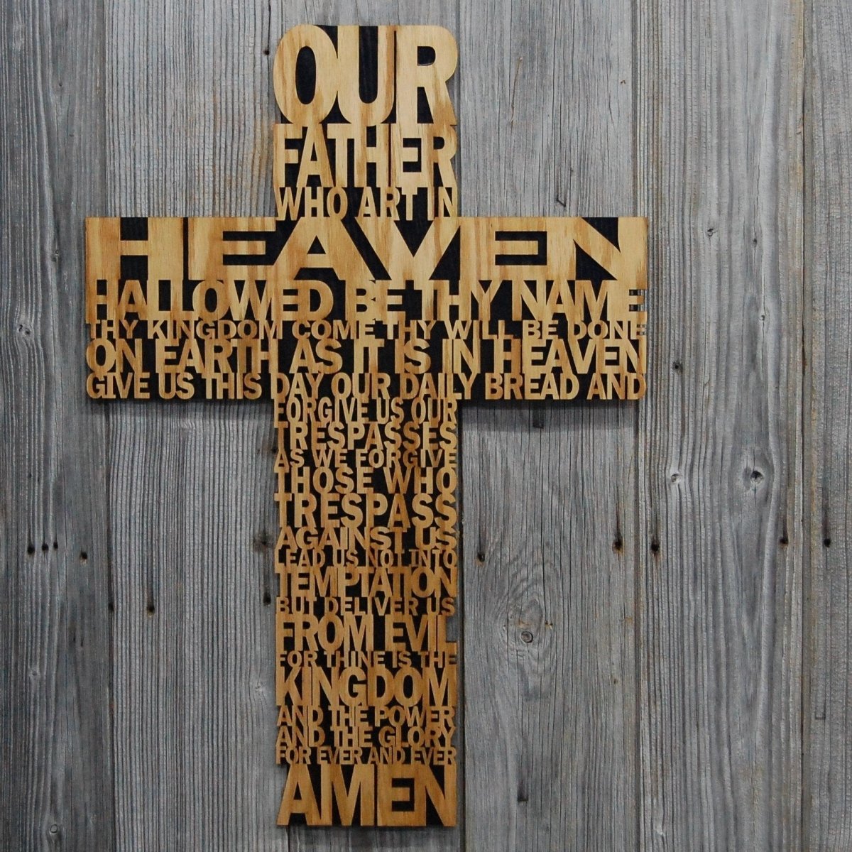 Lord's Prayer Cross - Legacy Images - Novelty Signs - cross religious sign laser engraved