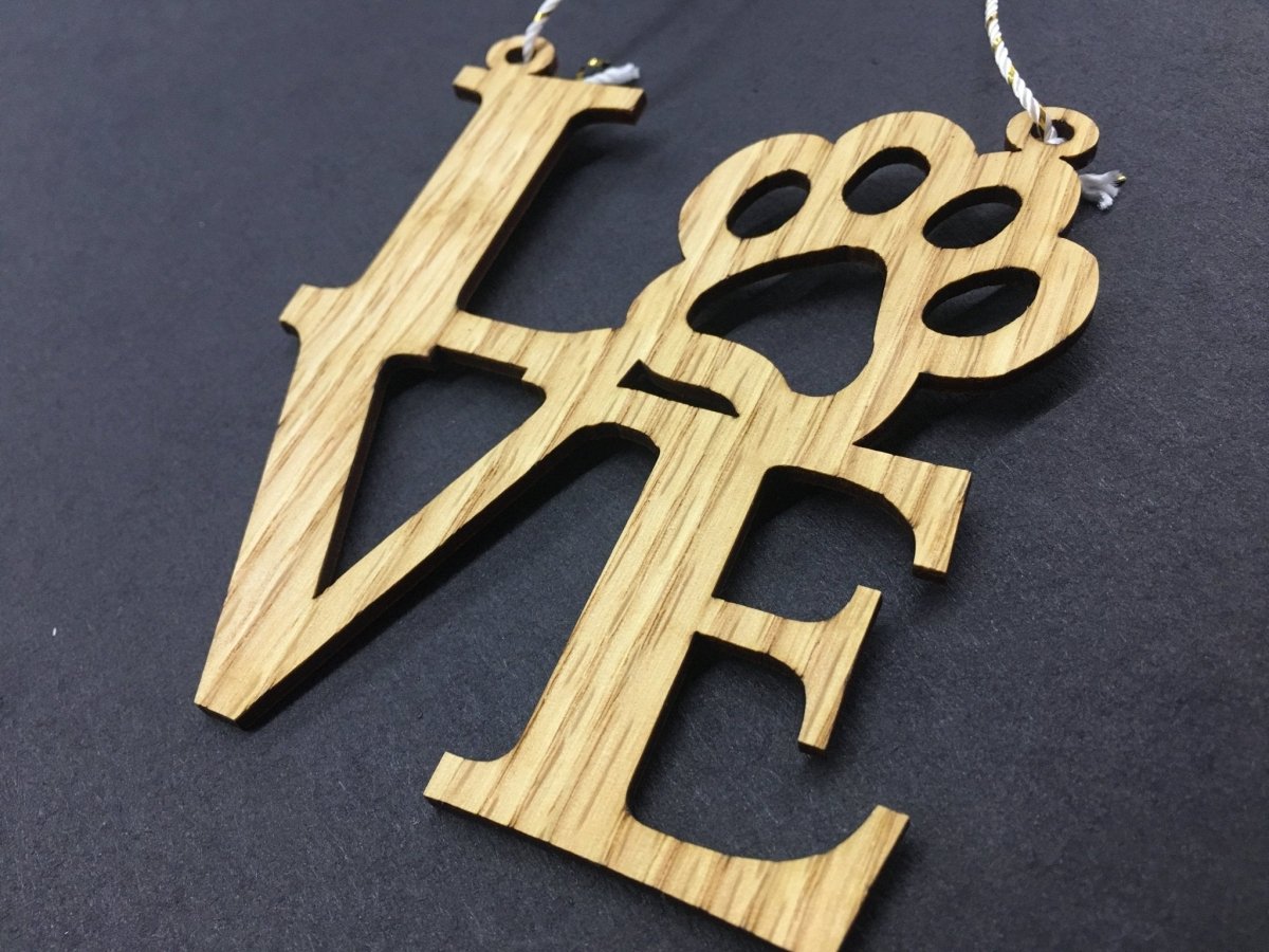 Love Paw Print Ornament - Legacy Images - Novelty Signs - christmas dog ornament laser engraved