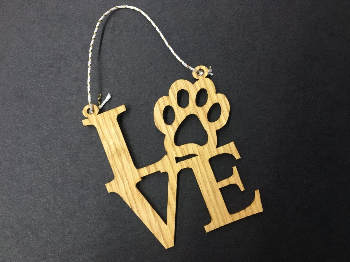 Love Paw Print Ornament - Legacy Images - Novelty Signs - christmas dog ornament laser engraved