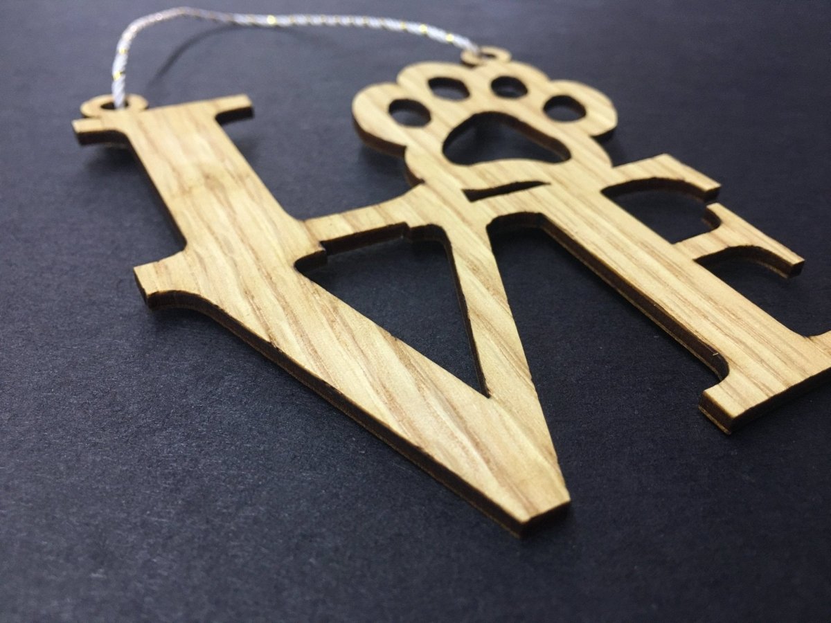 Love Paw Print Ornament - Legacy Images - Novelty Signs - christmas dog ornament laser engraved