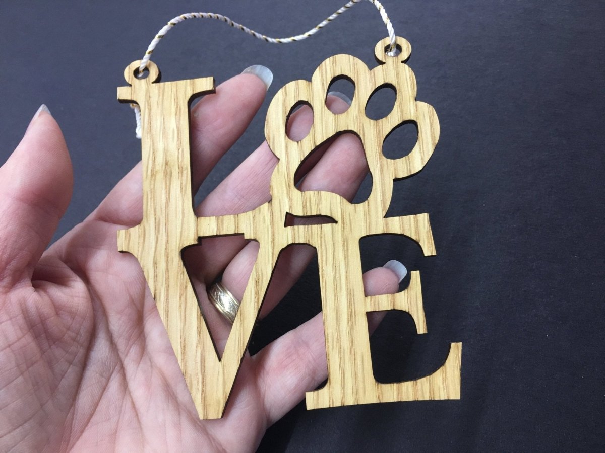 Love Paw Print Ornament - Legacy Images - Novelty Signs - christmas dog ornament laser engraved