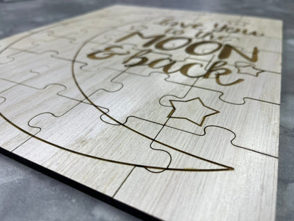 Love You to the Moon and Back Baby Shower Guestbook Puzzle - Legacy Images - Guestbook - baby guestbook laser engraved