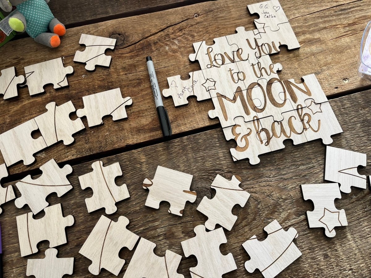Love You to the Moon and Back Baby Shower Guestbook Puzzle - Legacy Images - Guestbook - baby guestbook laser engraved