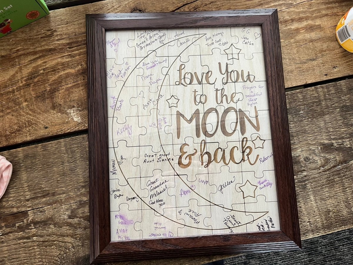Love You to the Moon and Back Baby Shower Guestbook Puzzle - Legacy Images - Guestbook - baby guestbook laser engraved