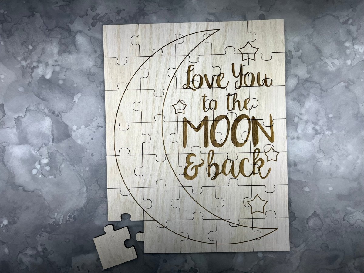 Love You to the Moon and Back Baby Shower Guestbook Puzzle - Legacy Images - Guestbook - baby guestbook laser engraved