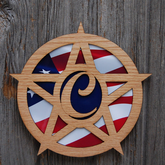 Monogram Star Sign Decor - Wood Monogram Star Sign Decor, Signs, home decor, laser engraved - Legacy Images - Legacy Images - Novelty Signs