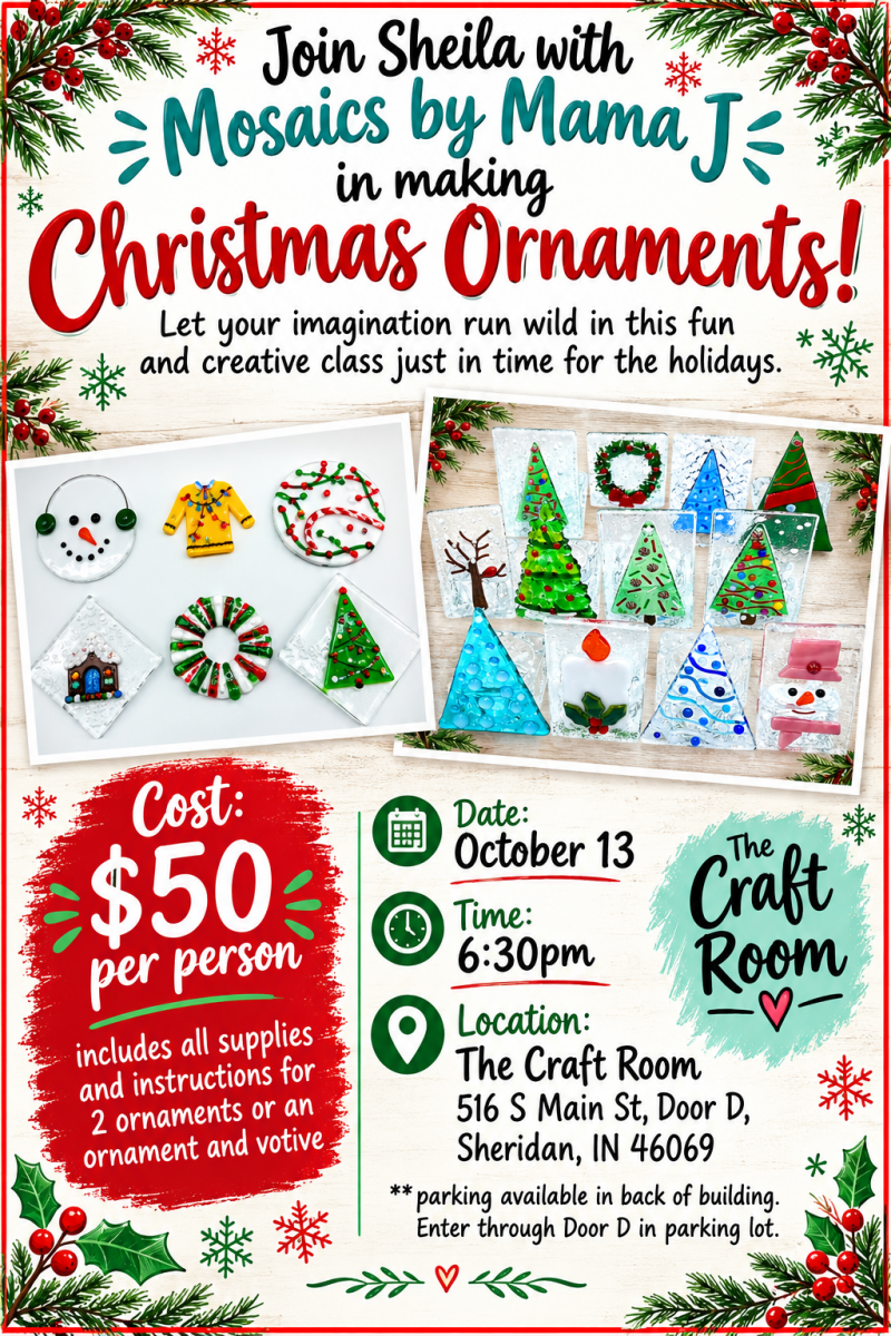 Mosaics by Mama J Class - Christmas Ornaments & Votive - Legacy Images - TCR The Craft Room laser engraved