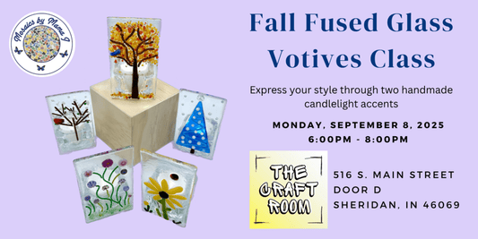 Mosaics by Mama J - Fall Votives - September 8th - Class at The Craft Room - Legacy Images - TCR The Craft Room laser engraved