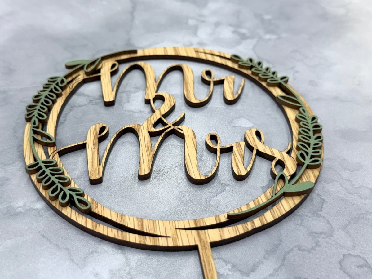 Mr & Mrs Wedding Cake Topper - Legacy Images - Cake Decorating Supplies - cake topper wedding laser engraved