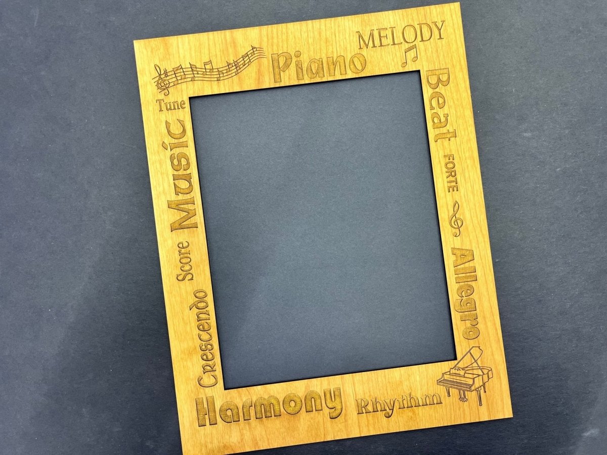 Music Picture Frame Alder Wood - 11x14 Frame Holds 8x10 Photo - Legacy Images - Picture Frames - 11x14 Picture Frame alder band laser engraved